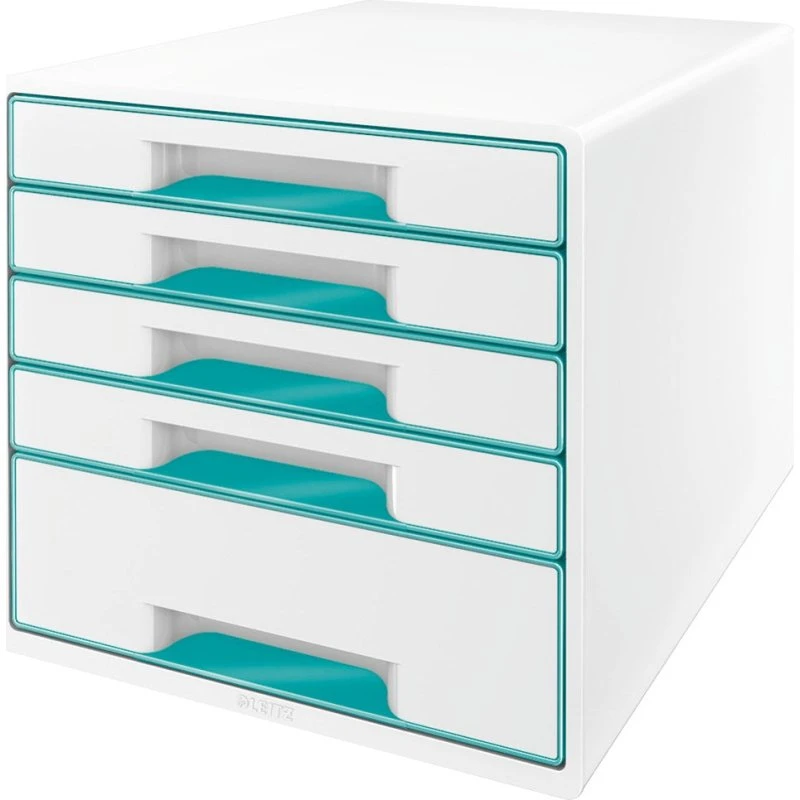 Leitz WOW Desk Cube 5-skuffer Isblå/Hvid