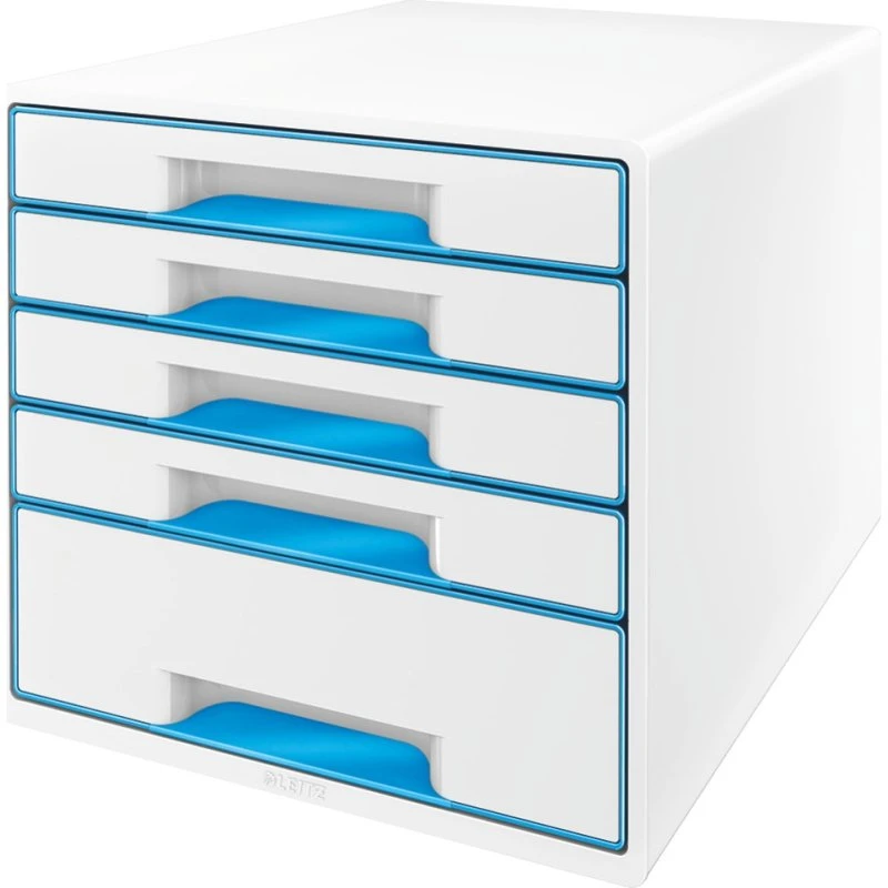 Leitz Desk Cube WOW 5-skuffer Blå/Hvid