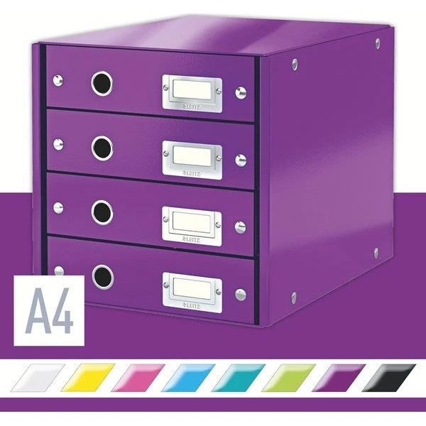 Leitz Click & Store WOW Skuffekabinet med 4 skuffer, Lilla