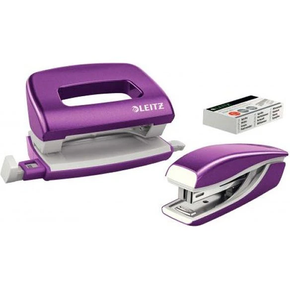 Leitz WOW Mini NeXXt Hæfte- og hulapparat sæt, Lilla