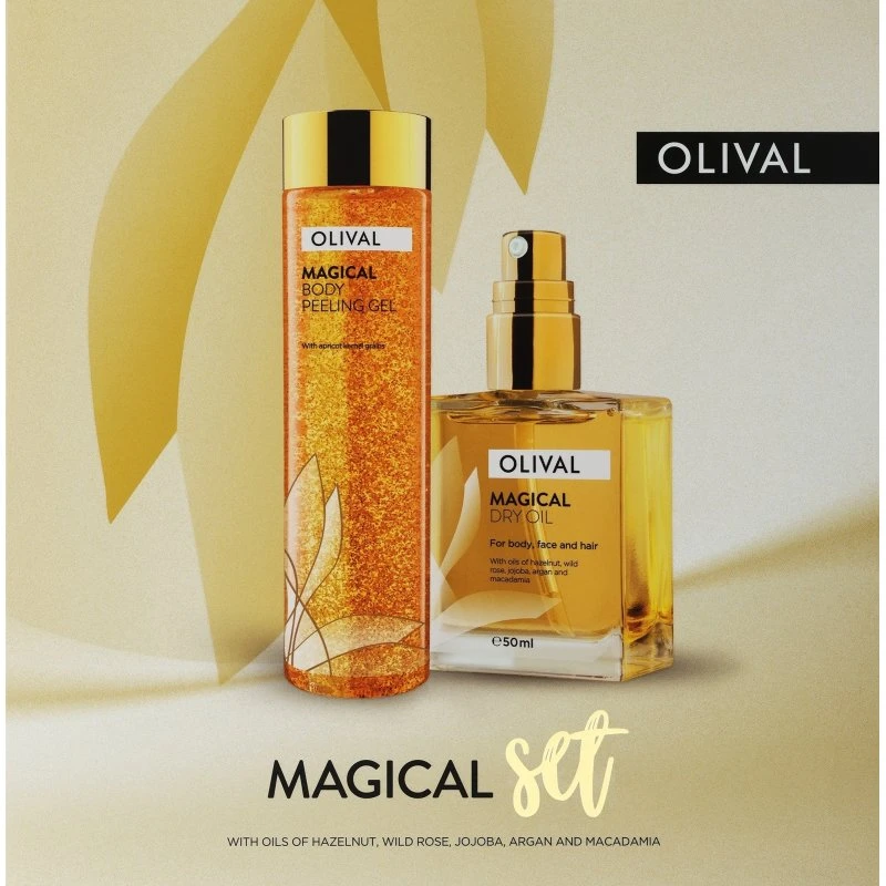 Olival Magisk Gavesæt: Rensegel 200 ml & Glitterolie 50 ml