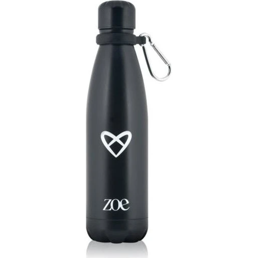 ZOE Vandflaske i rustfrit stål med hjertelogo, sort, 500 ml