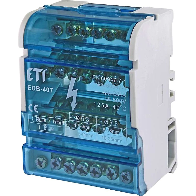 Distributionsblok 4P 125A 20kA (2x 1,5-6mm2 + 2x 6-16mm2)