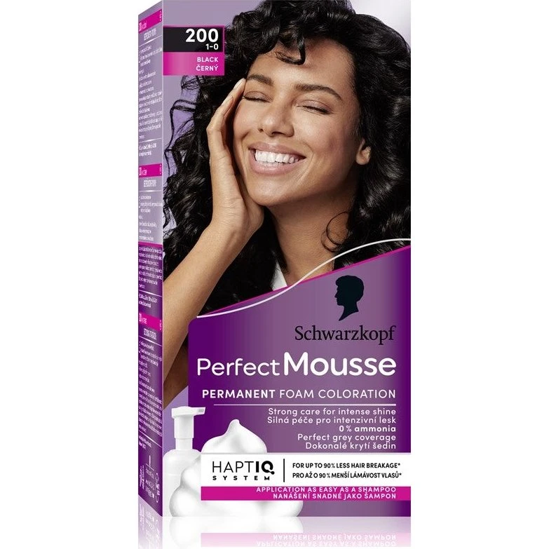 Schwarzkopf Perfect Mousse Permanent Hårfarve - 200 Sort