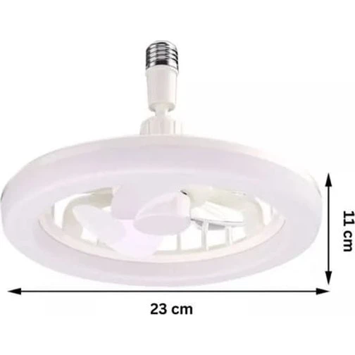 Loft ventilator med LED-lys, 360° rotation og fjernbetjening - Hvid