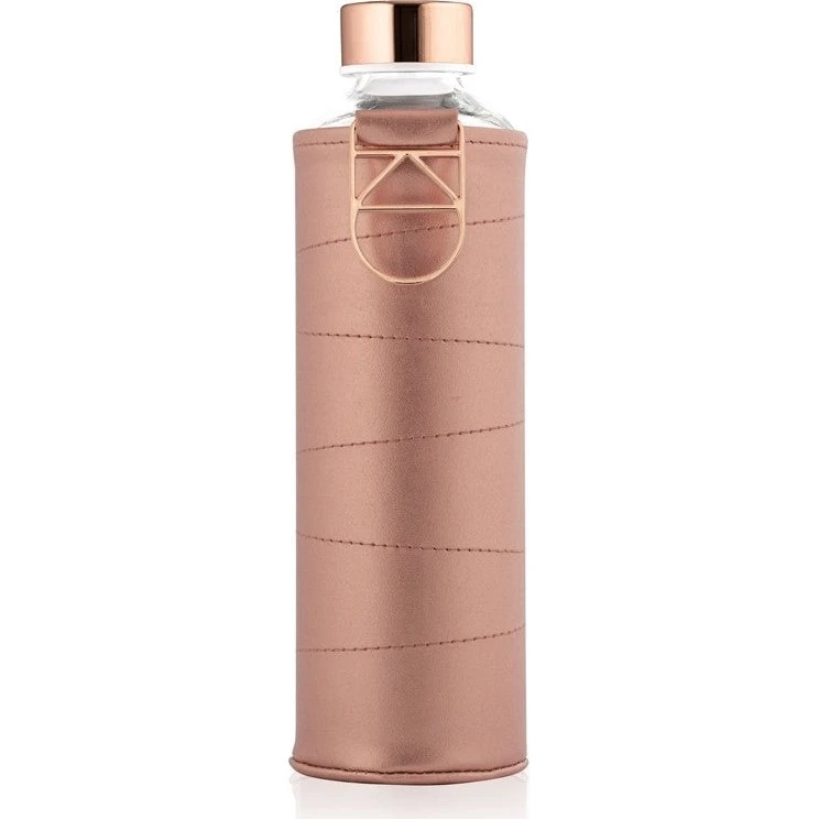 Equa Mismatch Glas Vandflaske med Kunstlæder, Bronze, 750 ml