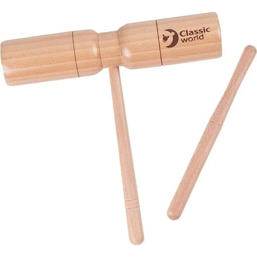 Classic World Wooden Tone Block med håndtag og pind