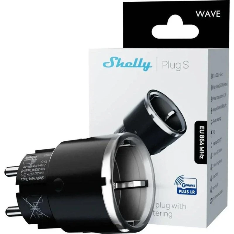 Shelly Wave Plug S Z-Wave 800 Smart stikkontakt - Sort