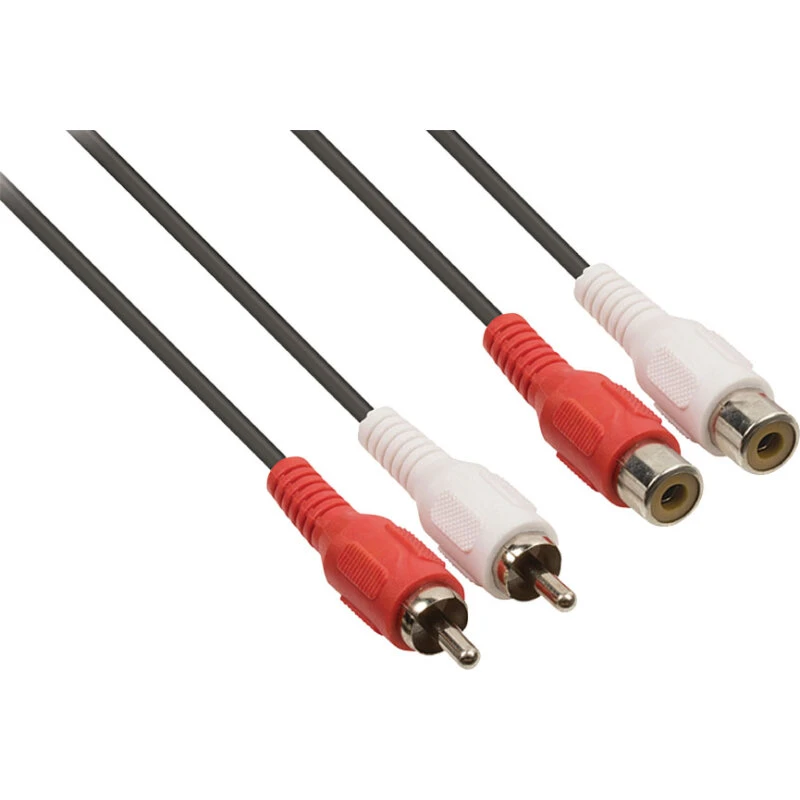 Nedis Phono Kabel 2 m – 2x RCA han / 2x RCA hun, sort