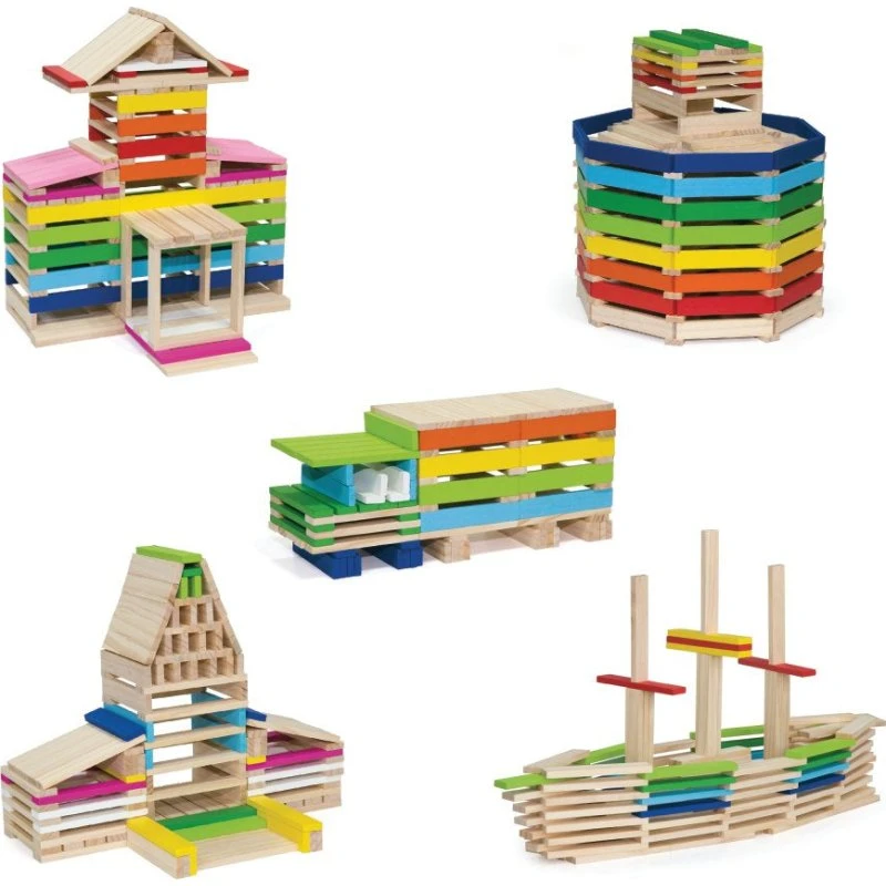 VIGA Byggestave 250 stk – træstav 10 cm, blandede farver