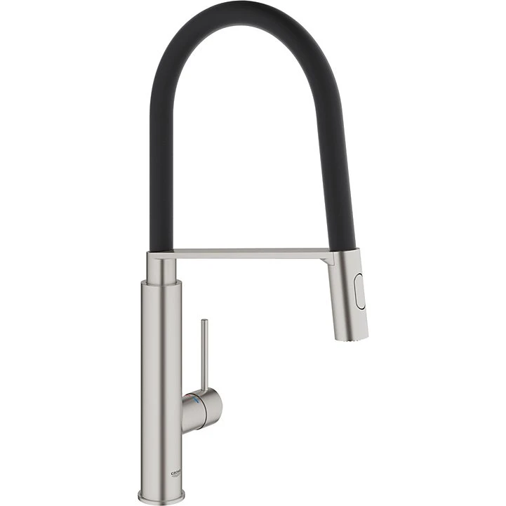 GROHE Concetto køkkenarmatur med prof spray, sort slange, Supersteel