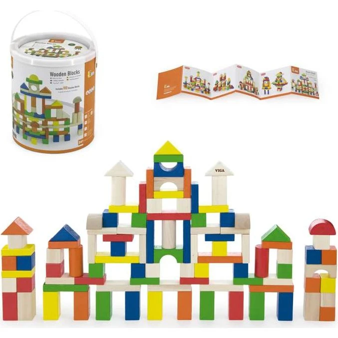 Kid'oh Træbyggesæt 100 klodser i spand (ca. 2,5 cm)