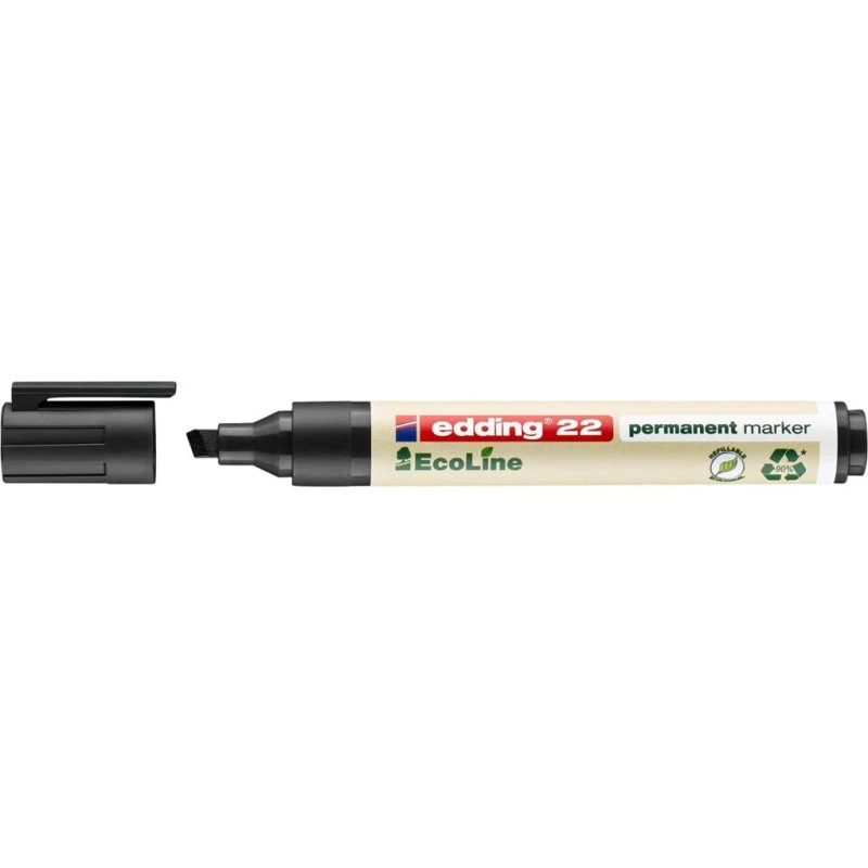 Edding 22 EcoLine Permanent Markør - Sort - Mejselspids
