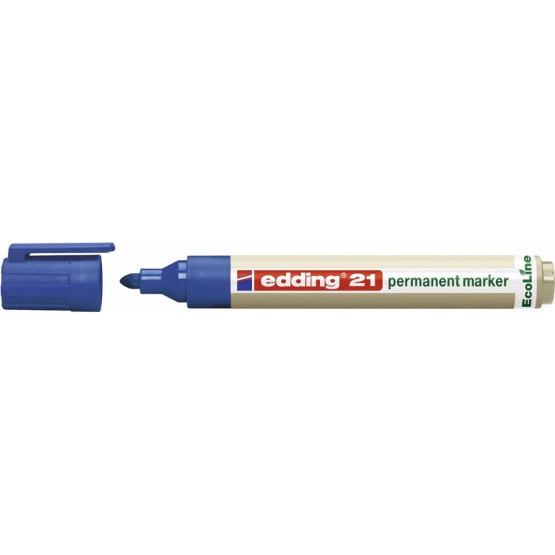 Edding 21 Ecoline Permanent Markør - Blå - Medium Rund Spids