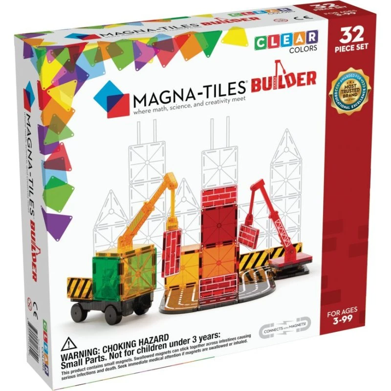 Magna-Tiles Byggeplads Builder - 32 stk. transparente