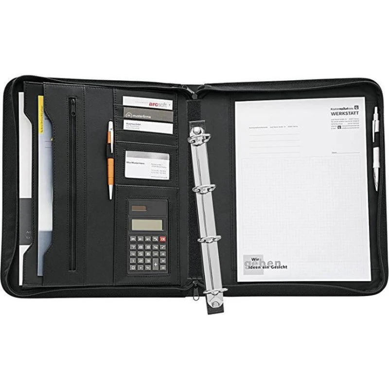 Wedo Konferencemappe A4 Sort Læderlook m/4-ringe
