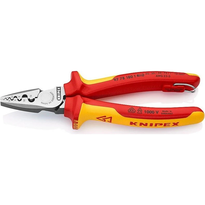 KNIPEX 97 78 180 T Kabelpresstang, rød/gul, 1000V