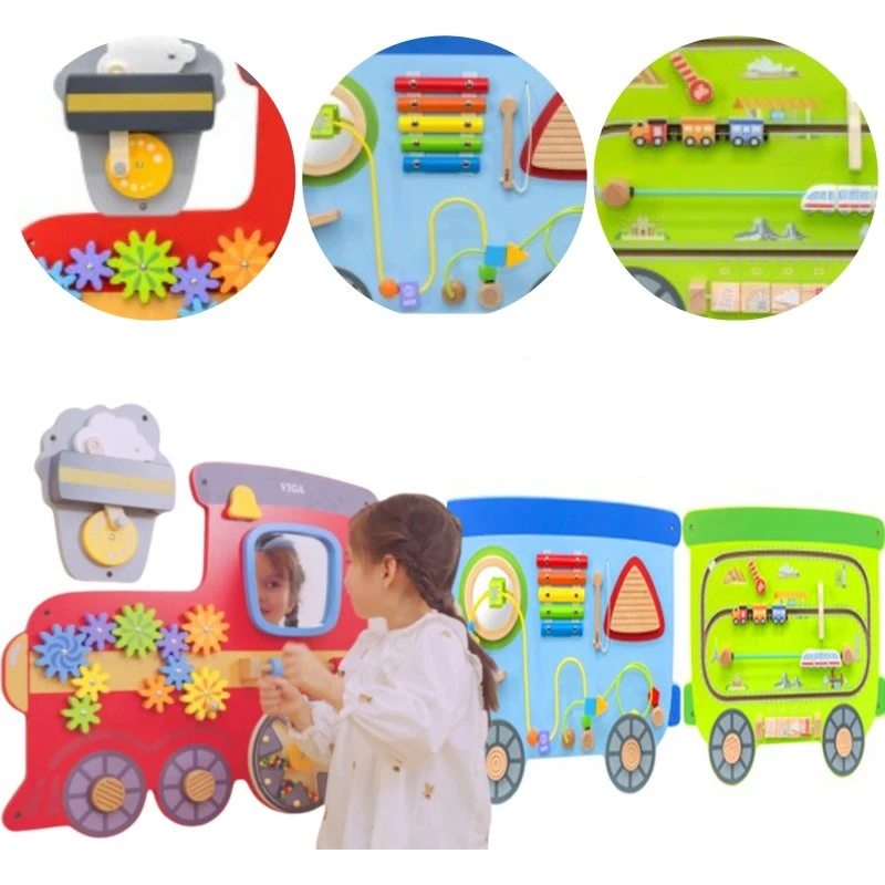 VIGA Aktivitetstavle Tog, vægmonteret 3 dele