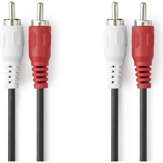 Nedis Stereo Audiokabel 1 m, 2x RCA Han–2x RCA Han (sort)