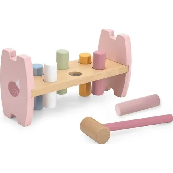 Viga 44208 PolarB træbank med hammer, ræv (pastel)