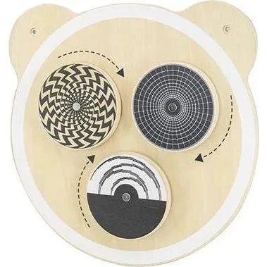 Trævægsplade med roterende punkter – aktivitetstavle til børn 18+m