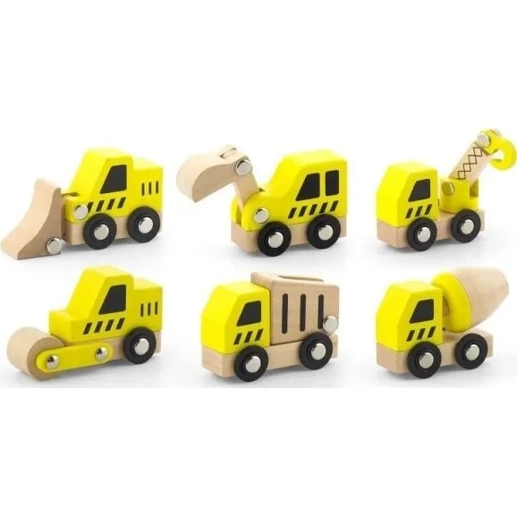 Viga 50541 – 6 træbyggemaskiner (små arbejdskøretøjer)
