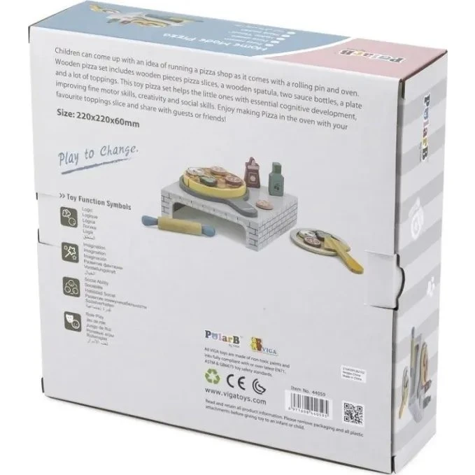 Viga 44059 PolarB Træ-pizza sæt med ovn og tilbehør