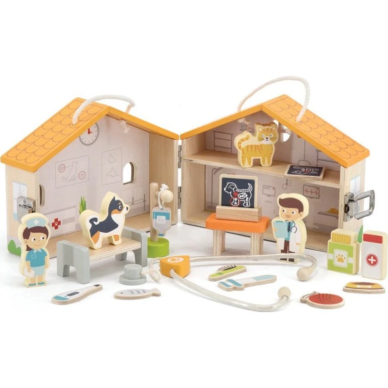 VIGA 44558 Dyreklinik i træ (kuffert)