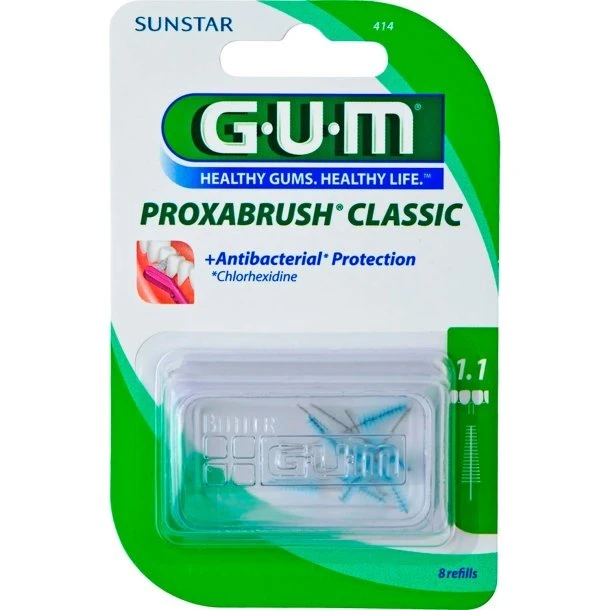 GUM Proxabrush Classic mellemrumsbørster 1,1 mm, 8 stk