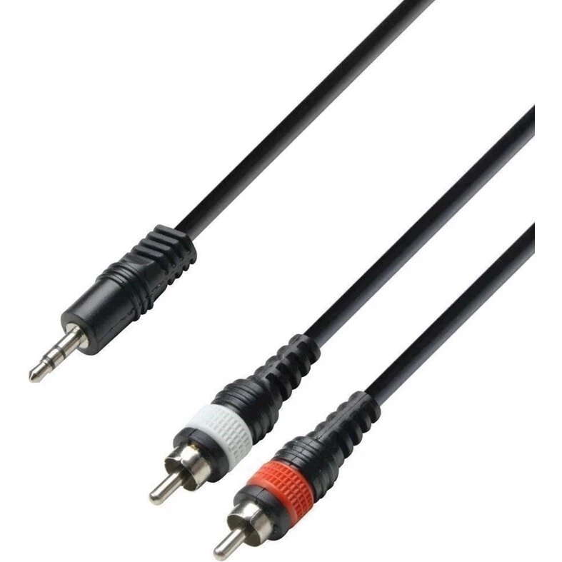 Minijack 3,5 mm til 2x RCA signalkabel, 6 m