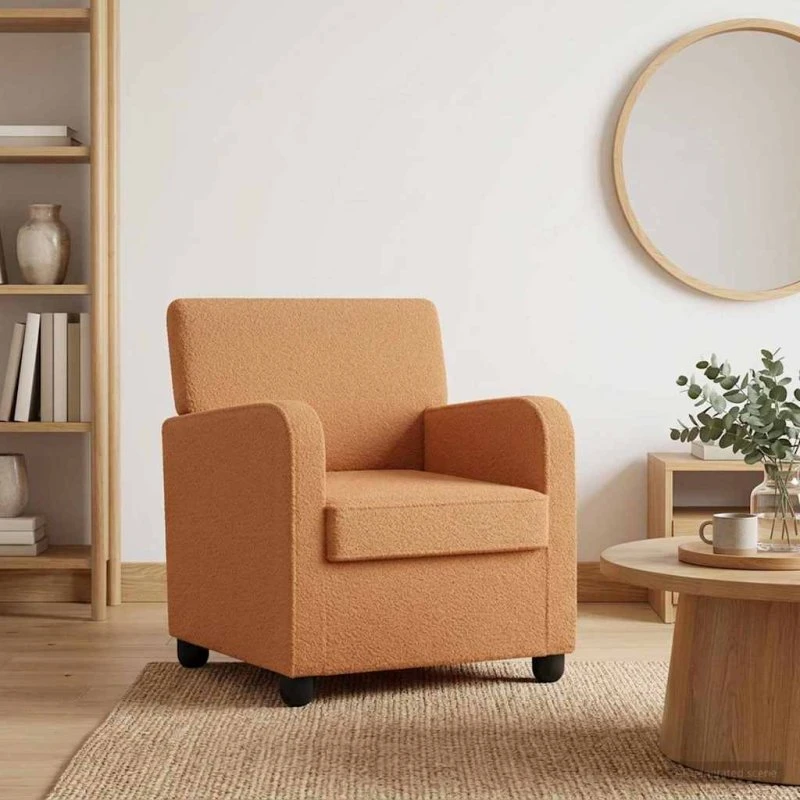 vidaXL Lænestol i beige imiteret lammeuld