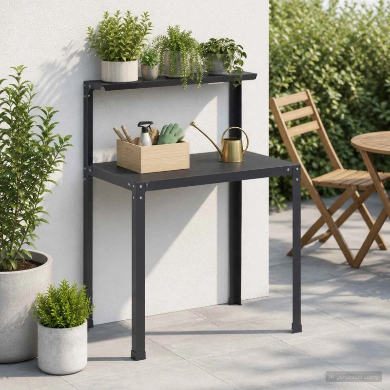 vidaXL Plantebord 60 x 50 x 104 cm - Sort stål