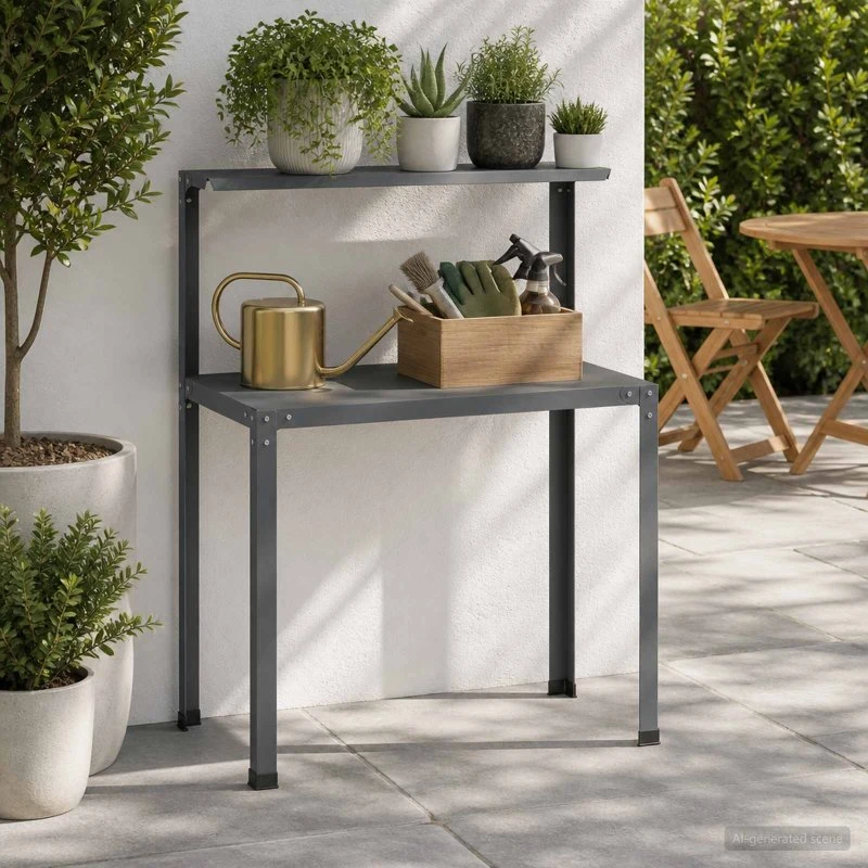 vidaXL Plantebord 80 x 50 x 104 cm i pulverlakeret stål, Antracit