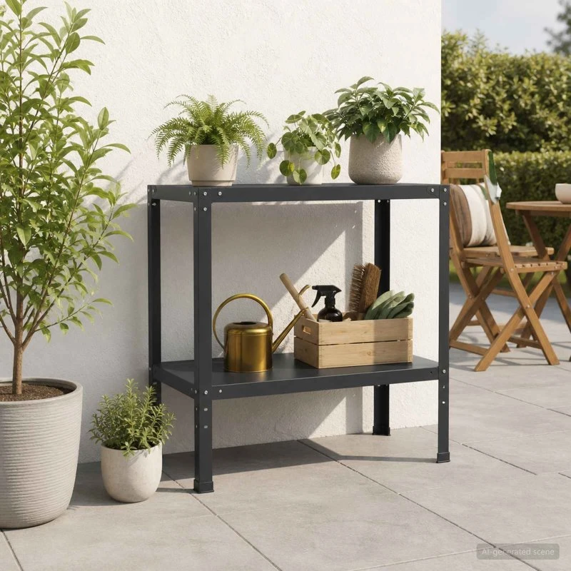 vidaXL Plantebord 60 x 50 x 80 cm i sort pulverlakeret stål