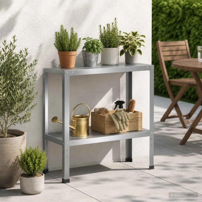 vidaXL Plantebord 80 x 40 x 80 cm i galvaniseret stål, sølv