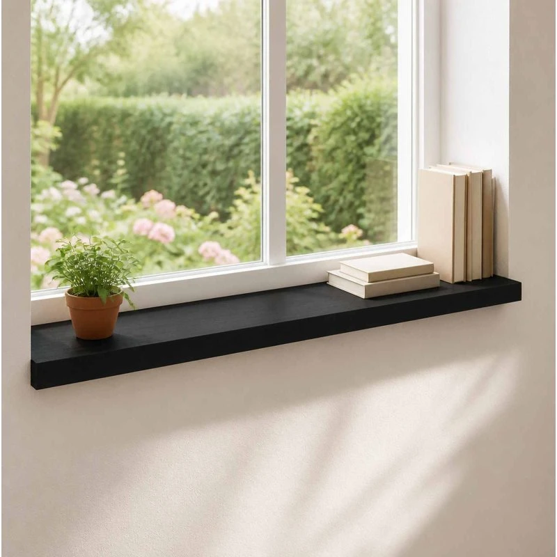 vidaXL Vindueskarme 2 stk. Sort 90 x 25 x 2 cm i massiv bøg