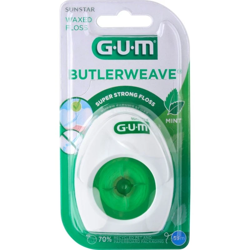 GUM Butlerweave Tandtråd (vokset, mint) 55 m