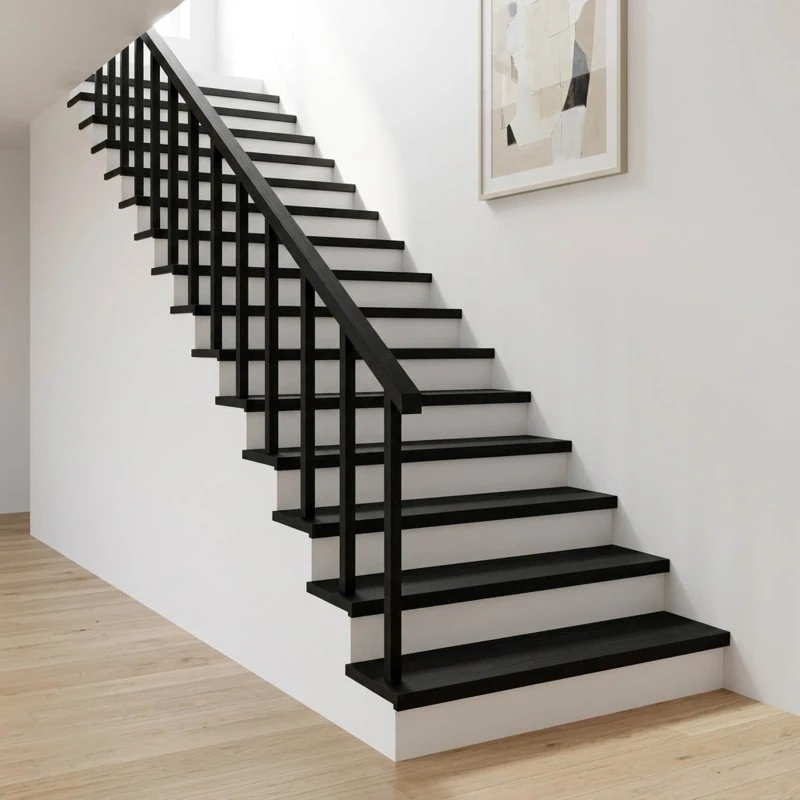 vidaXL Trappetrin 4 stk. 110 x 25 x 2 cm Sort massiv bøg