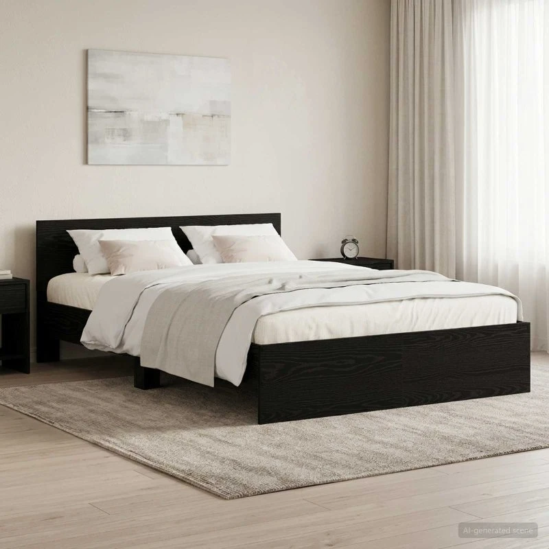 vidaXL Sengeramme med sengegavl Sort eg 120 x 200 cm