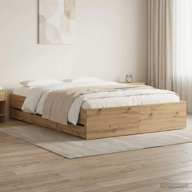 vidaXL Sengestel med opbevaring Artisan-eg 120 x 200 cm