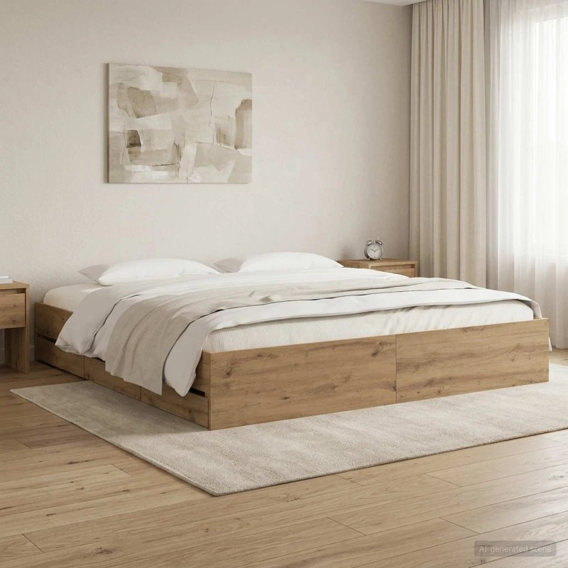 vidaXL Sengestel med opbevaring Artisan-eg 180 x 200 cm