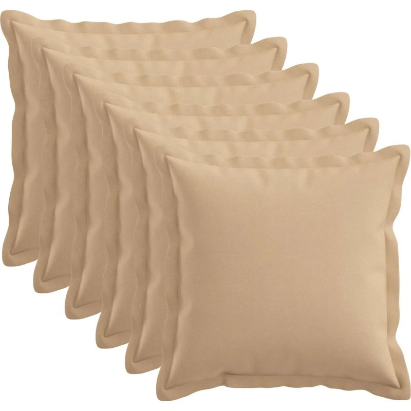 vidaXL HOUTEN Pyntepuder 6 stk. - Cremefarvet Faux Linned 45x45 cm