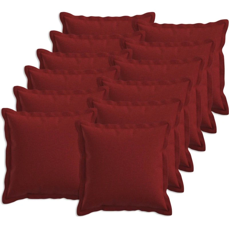 vidaXL HOUTEN Pyntepuder 12 stk. Vinrød Faux Linned 45x45 cm