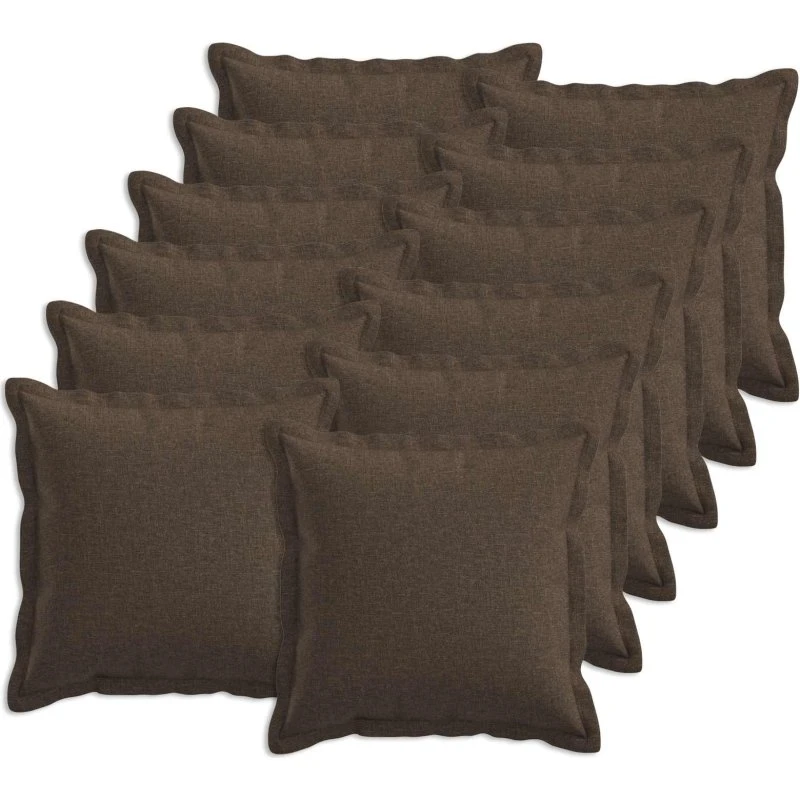 vidaXL HOUTEN Pyntepuder 12 stk. - 45x45 cm - Gråbrun Faux Linned