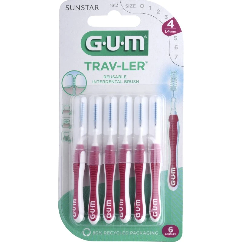 GUM Trav-Ler 1,4 mellemrumsbørster (ISO 4) 6 stk