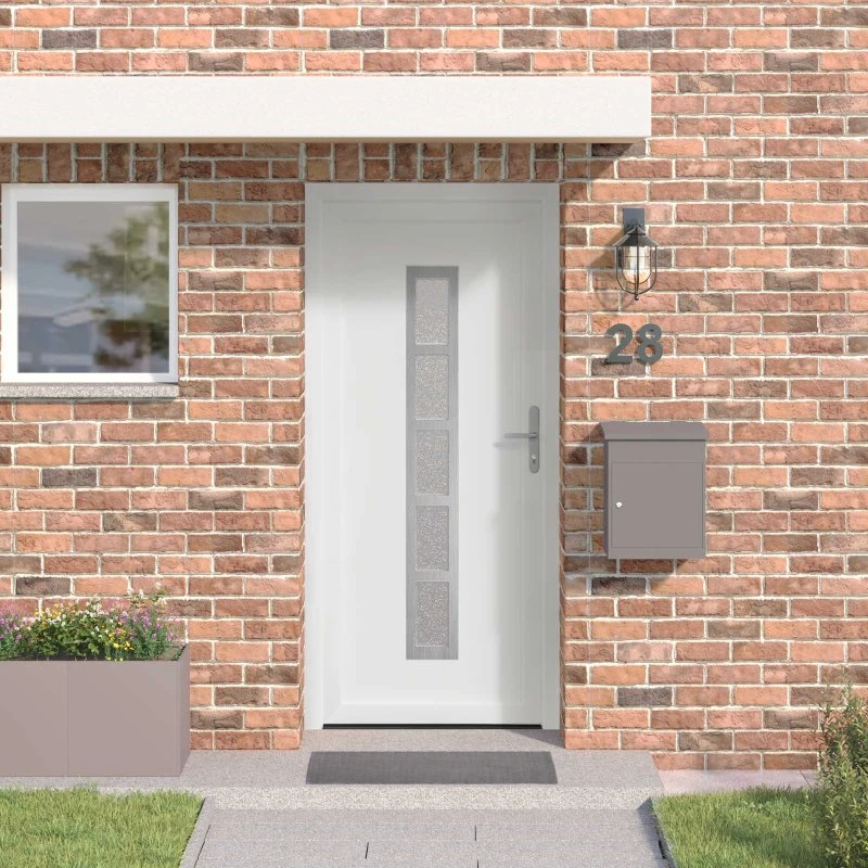 vidaXL Hoveddør Hvid 88 x 200 cm PVC med glasindsatser