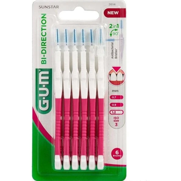 GUM Bi-Direction mellemrumsbørster 1,2 mm pink 6 stk