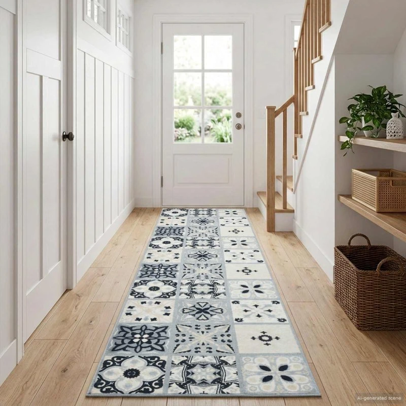 vidaXL Tæppe Runner ORIZ 1150 gsm Grå og sort 80x100 cm
