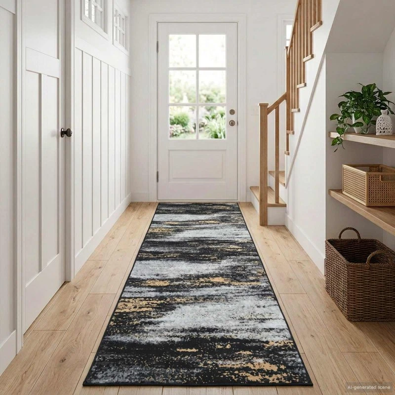 vidaXL LESAKA Tæppeløber Sort og Guld 50 x 400 cm Diamantvelour