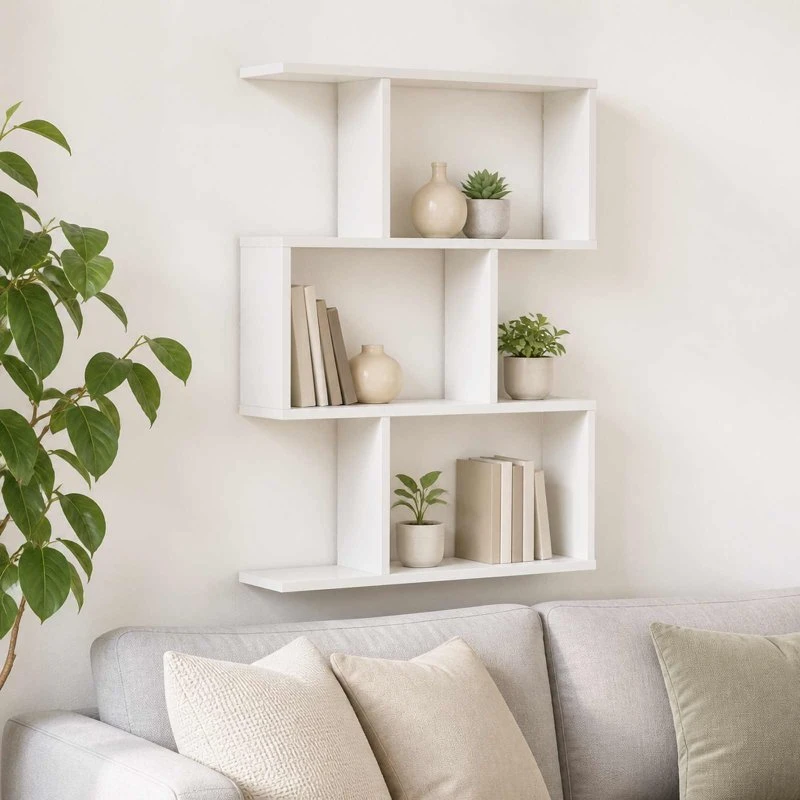 vidaXL Væghylde Hvid 72 x 17 x 105 cm i konstrueret træ